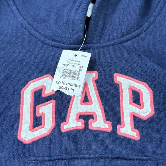 Baby Gap Girls Hooded Sweatshirt, Navy Blue, Logo, NWT, Size 12-18 Months, Fall - Picture 2 of 6